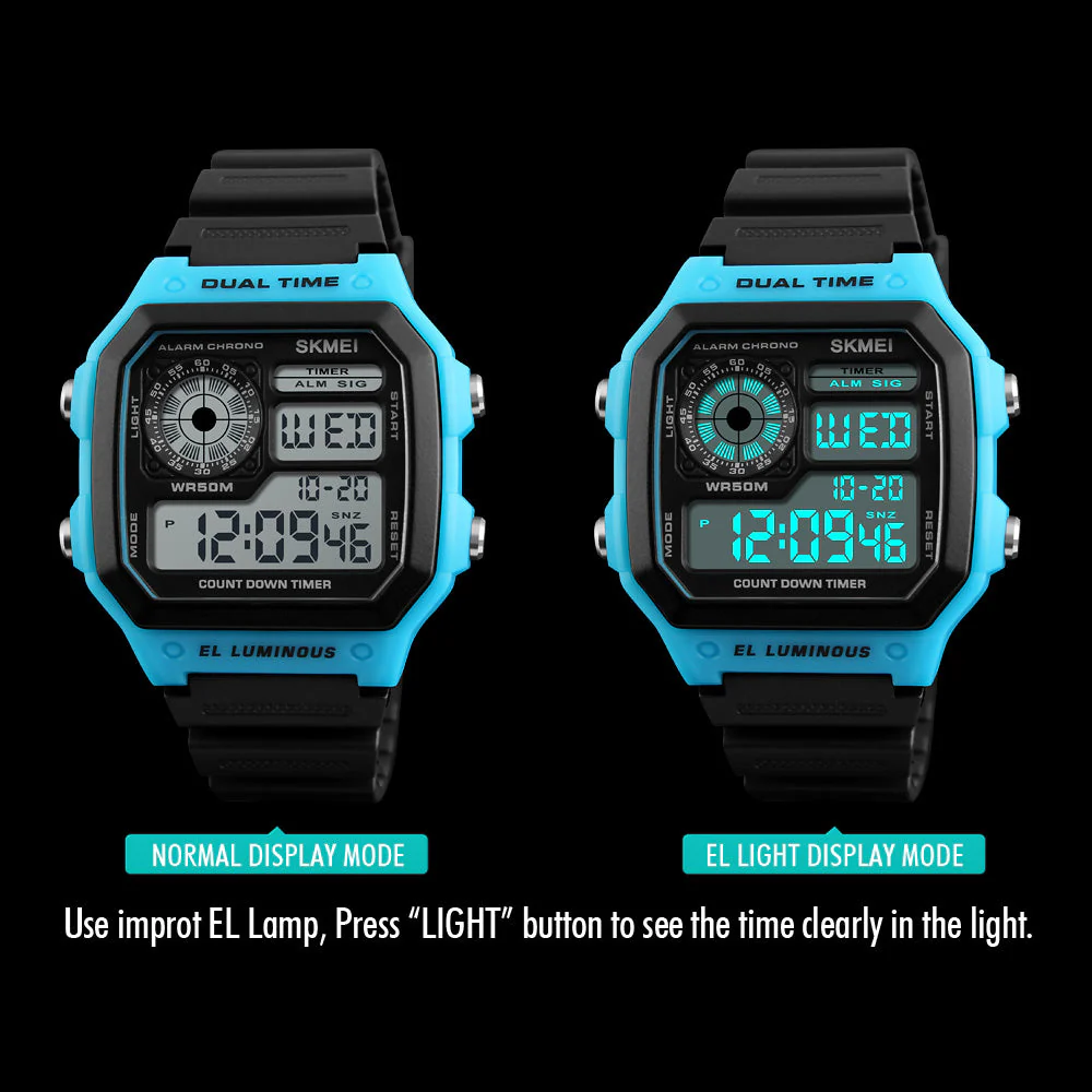 1299 Reloj Skmei para caballero deportivo digital pulsera de caucho - Image 2