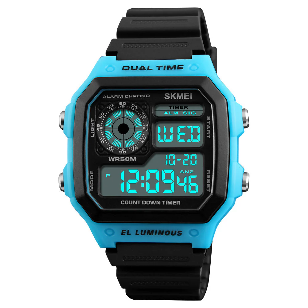 1299 Reloj Skmei para caballero deportivo digital pulsera de caucho - Image 3