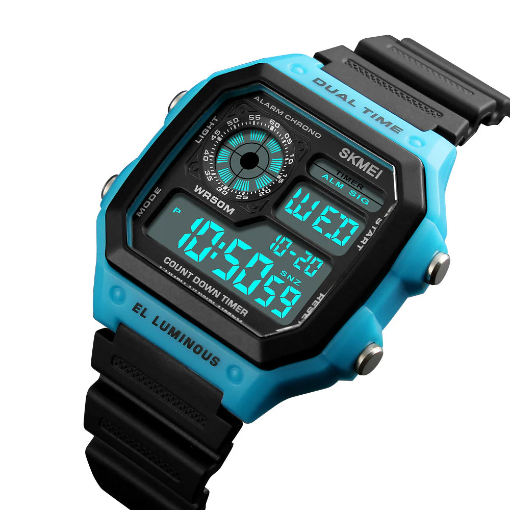 1299 Reloj Skmei para caballero deportivo digital pulsera de caucho - Image 5