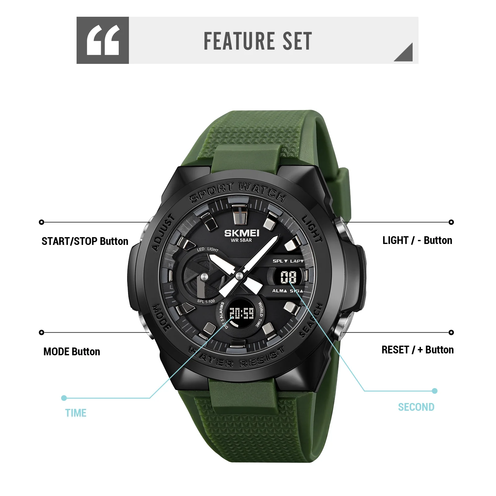 2105 Skmei reloj deportivo para hombre doble hora - Image 6