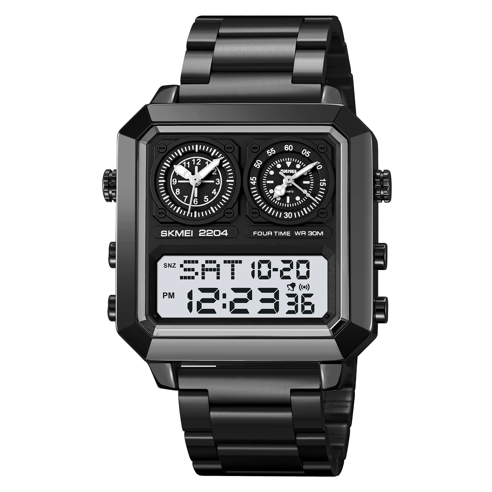 2204 Skmei Reloj para hombre pulsera de metal doble hora - Image 7