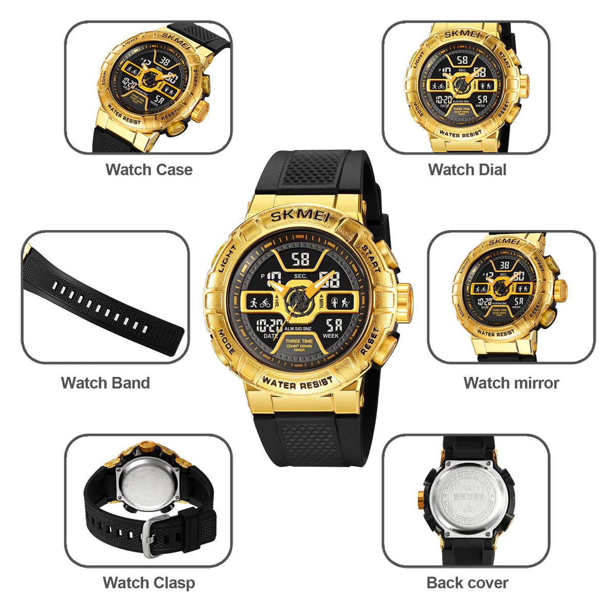 2227 Reloj Skmei deportivo para caballero pulsera de resina - Image 8