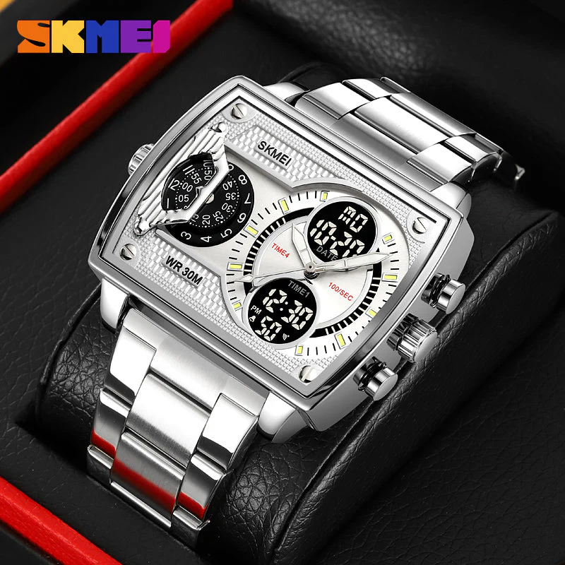 2229 Reloj Skmei para hombre pulsera de metal cuadrado - Image 12
