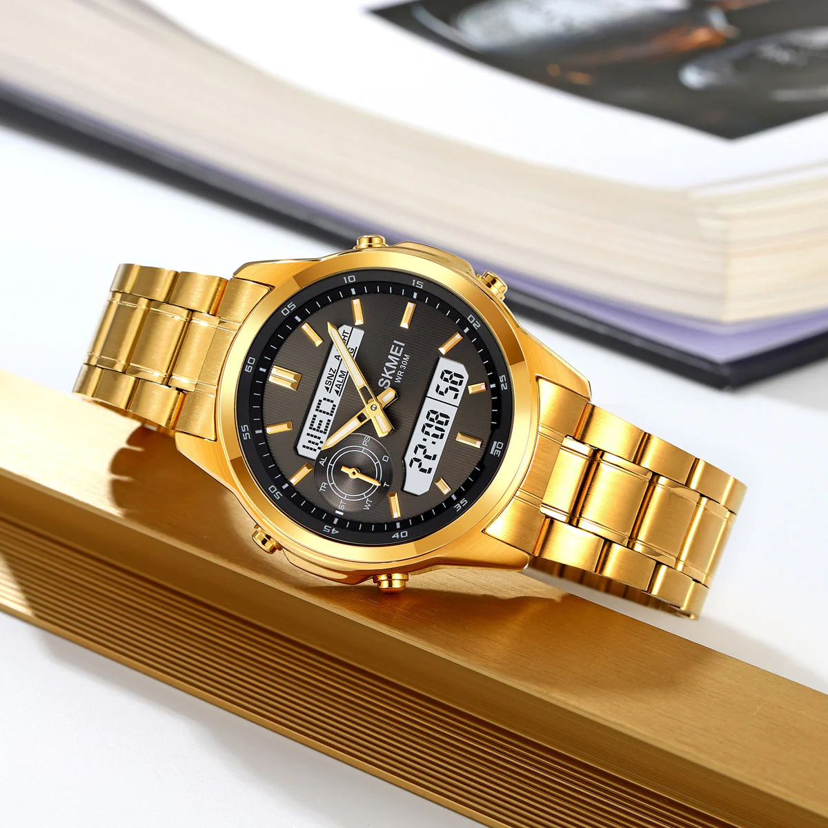 2284 Reloj skmei para hombre pulsera de metal - Image 3