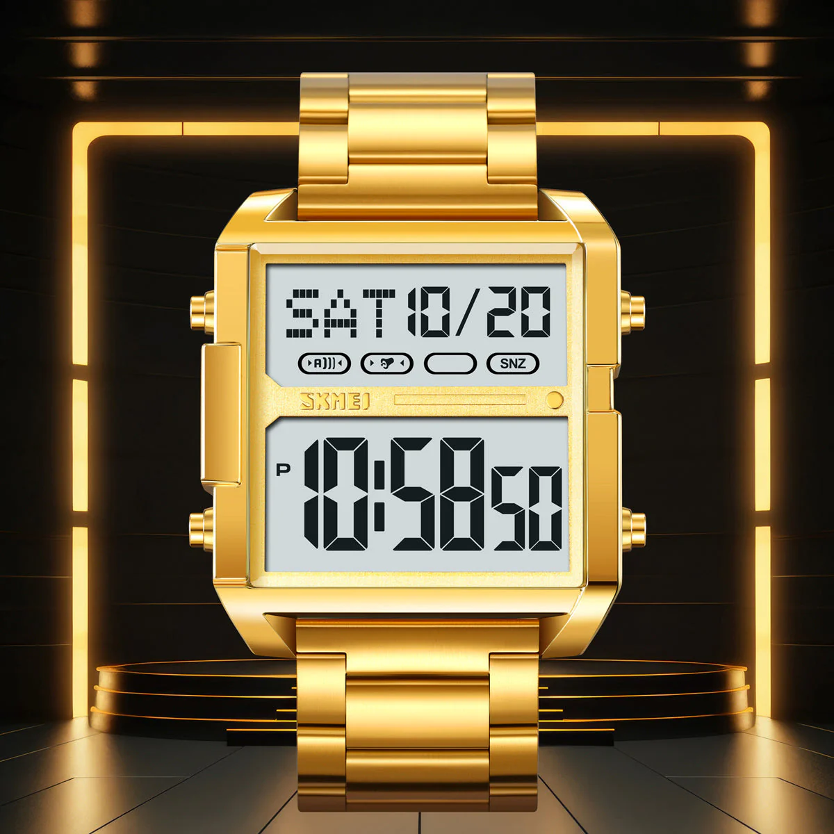 2299 Reloj Skmei para caballero pulsera de acero inoxidable digital - Image 2
