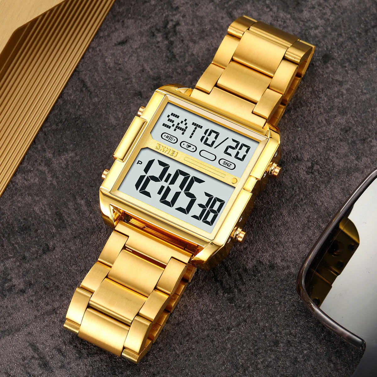 2299 Reloj Skmei para caballero pulsera de acero inoxidable digital - Image 4