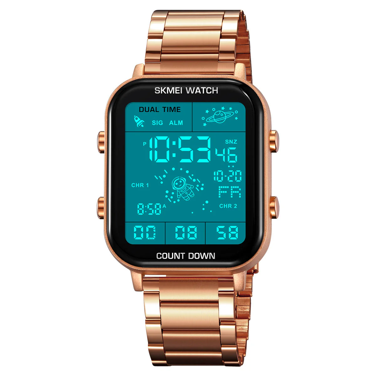 2301 Reloj Skmei para hombre digital pulsera de metal - Image 4