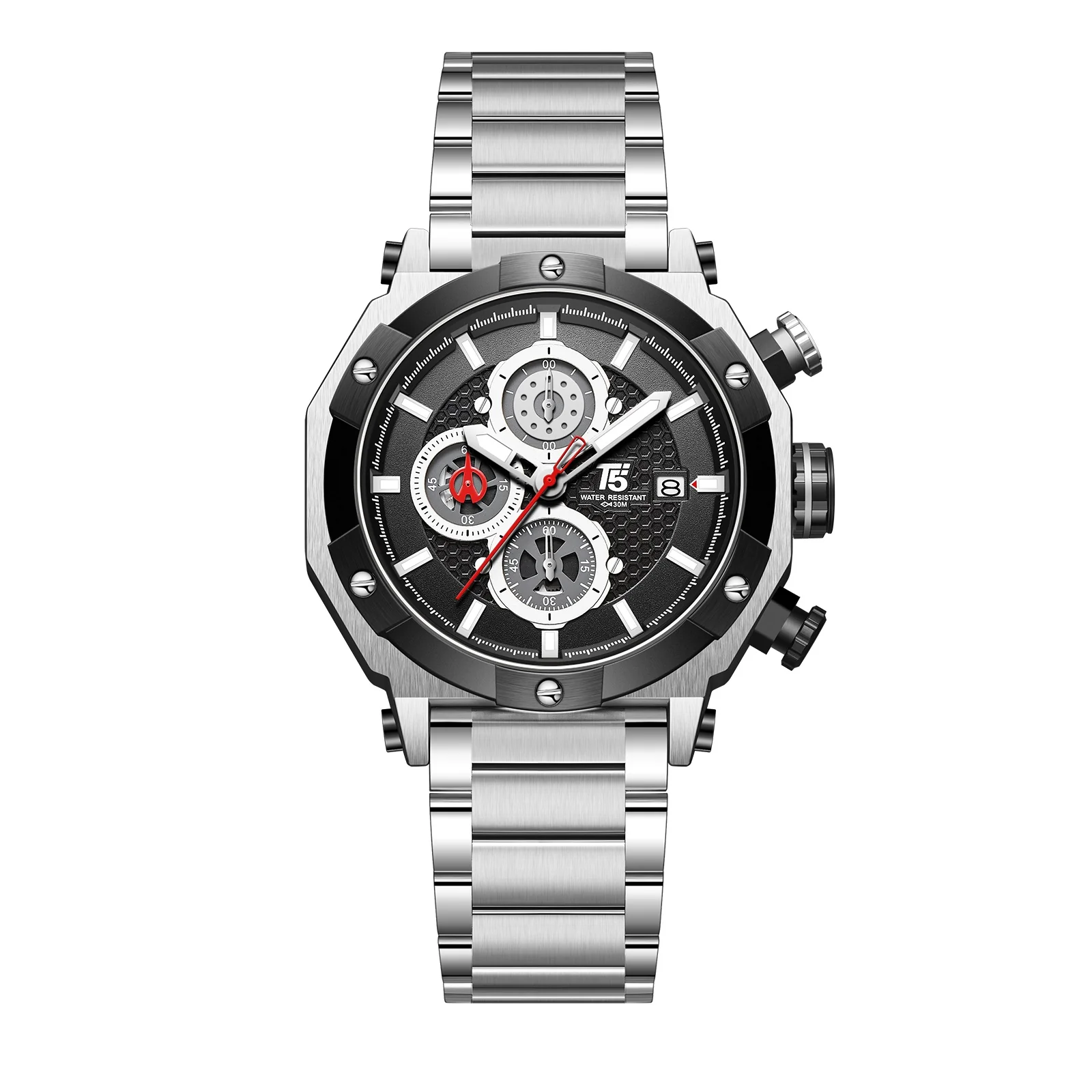 4111 Reloj T5 para caballero pulsera de metal análogo - Image 2