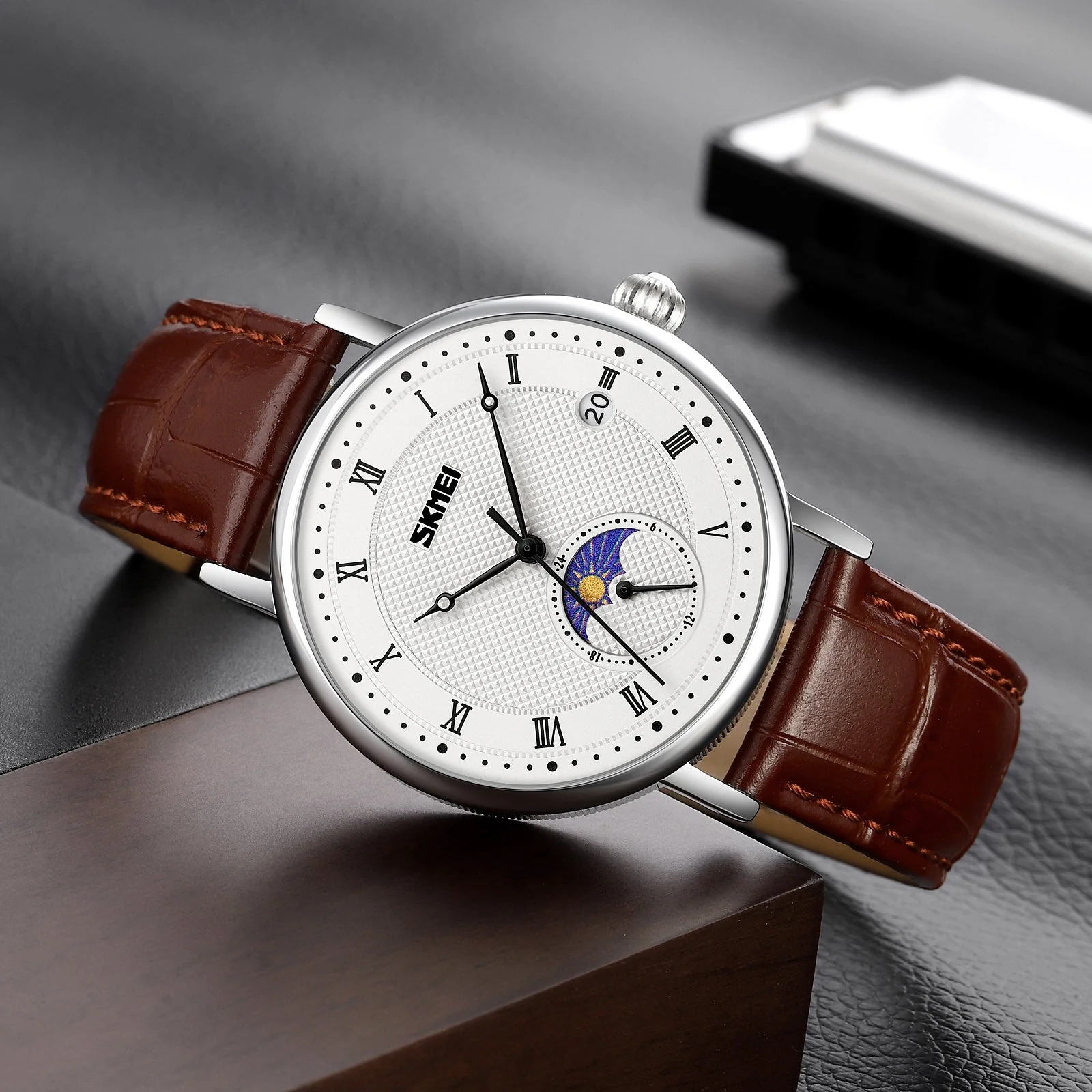 9308 Reloj Skmei para caballero pulsera de piel - Image 2