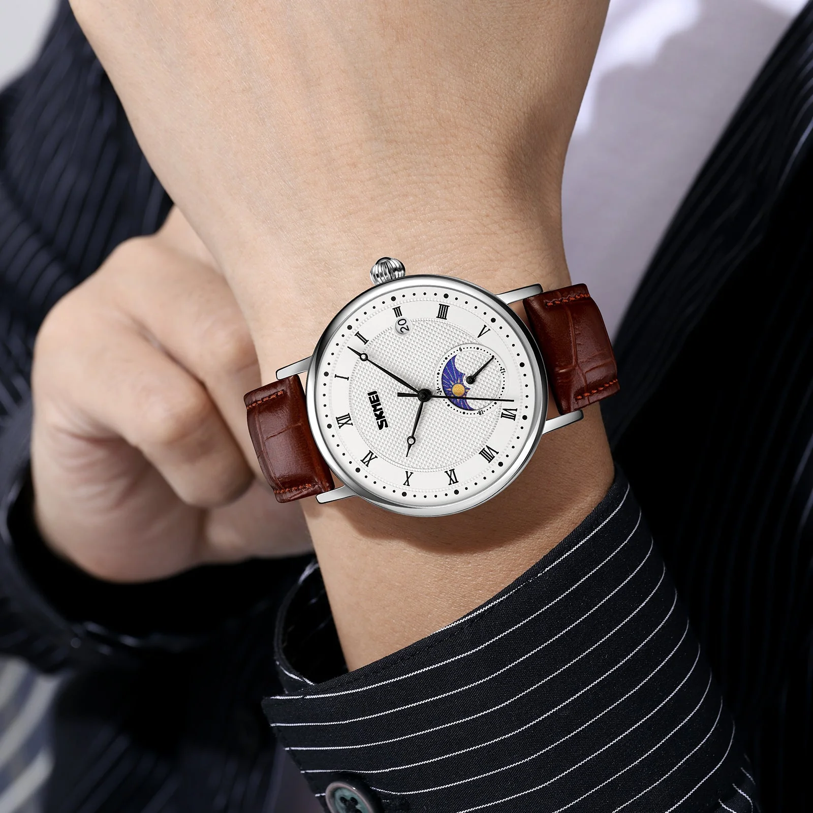 9308 Reloj Skmei para caballero pulsera de piel - Image 3