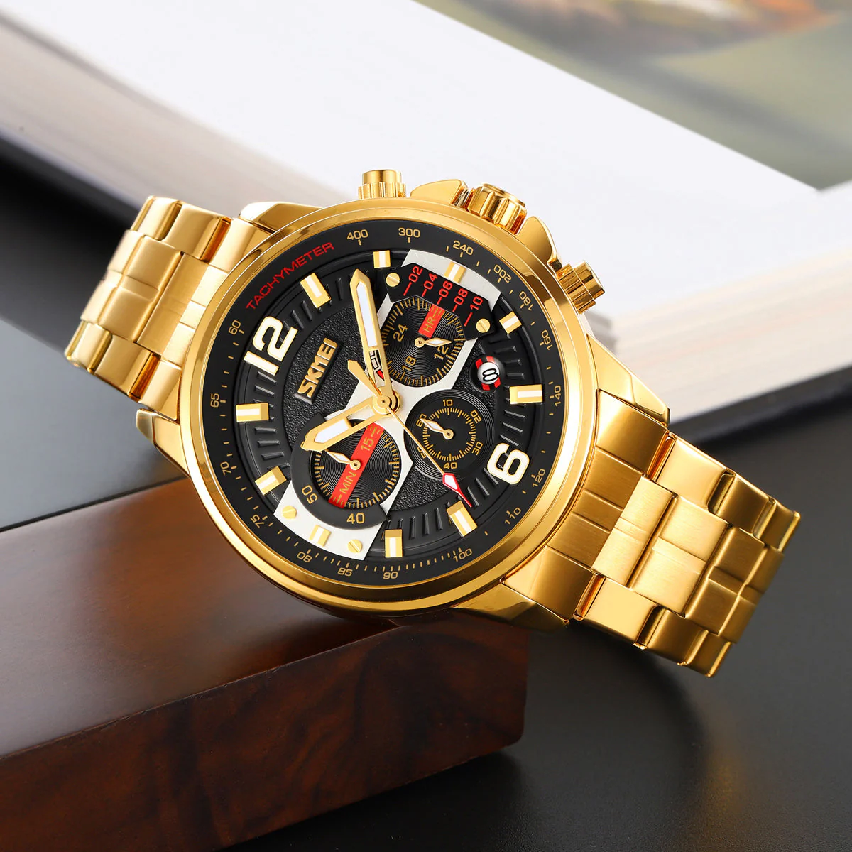 9332 Reloj Skmei para hombre pulsera de metal - Image 5