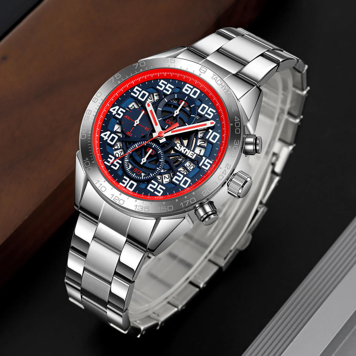 9338 Reloj Skmei para hombre pulsera de acero inoxidable - Image 10