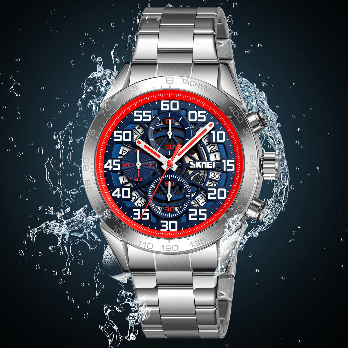 9338 Reloj Skmei para hombre pulsera de acero inoxidable - Image 9