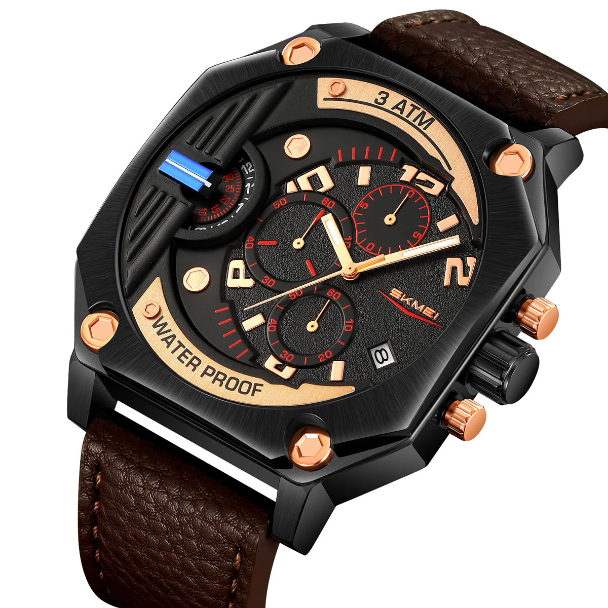 9343 Reloj Skmei para caballero pulsera de piel - Image 6