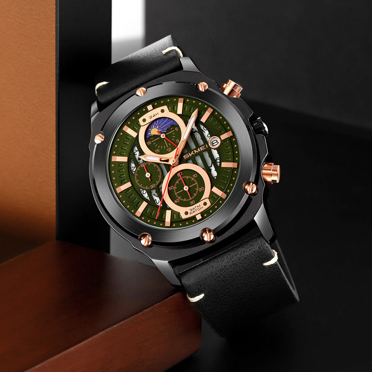 9351 Reloj Skmei para caballero pulsera de cuero - Image 12