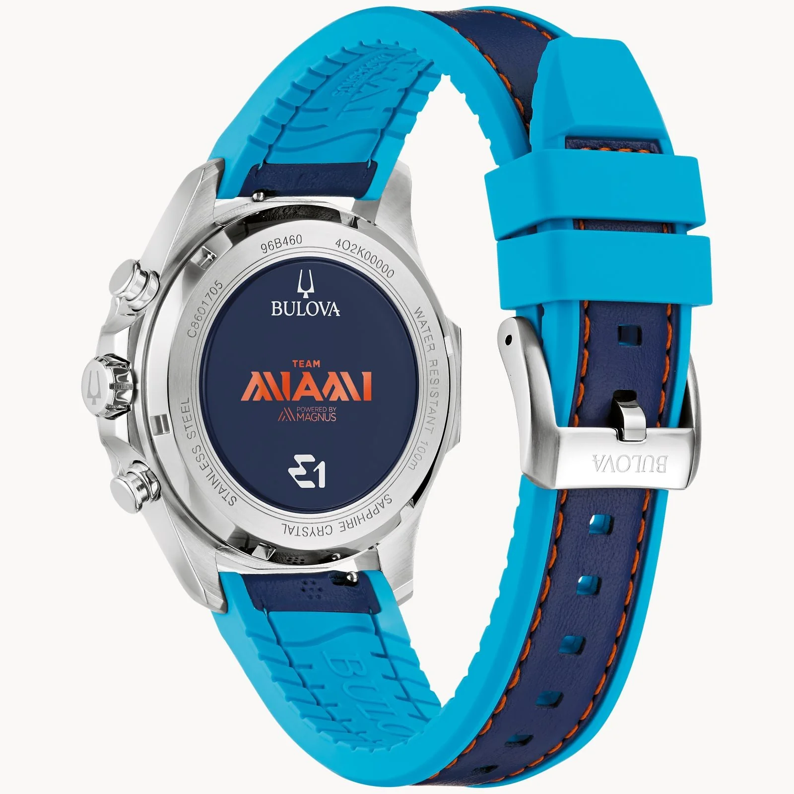 96B460 Reloj Bulova E1 Team Miami de hombre pulsera de cuero 43 mm - Image 4