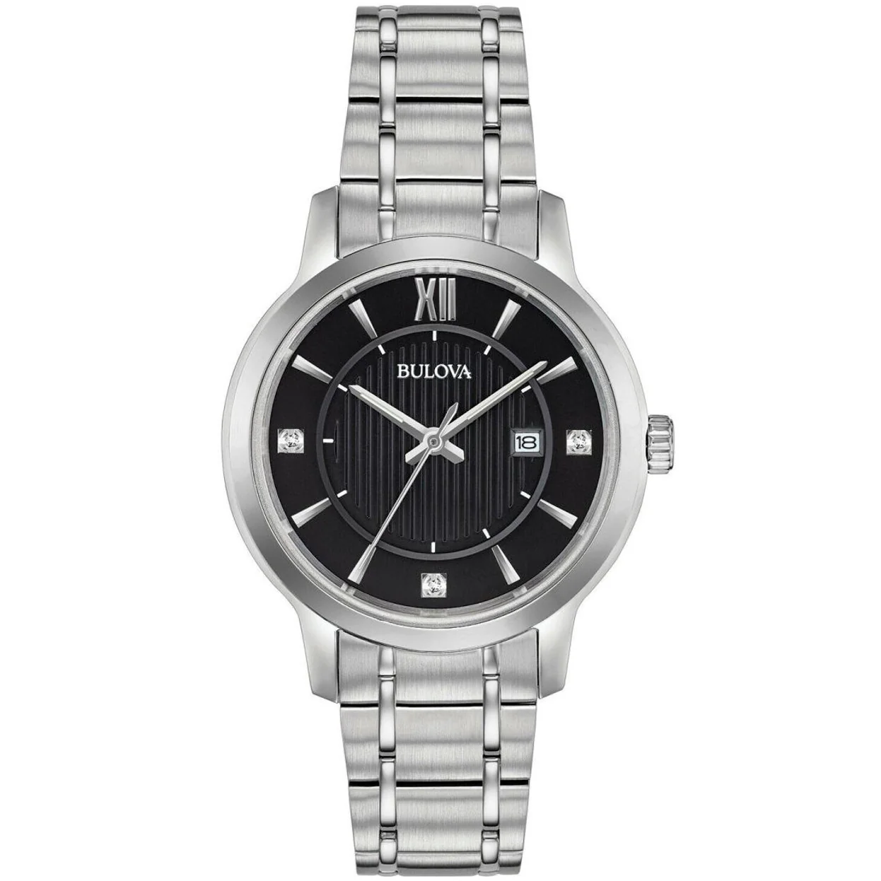 96P185 Reloj Bulova Diamond de mujer con Funda Brillo banda de metal