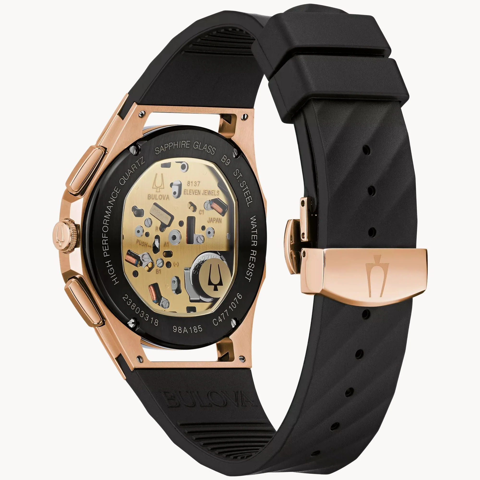 98A185 Reloj Bulova Curv de hombre correa de caucho - Image 3