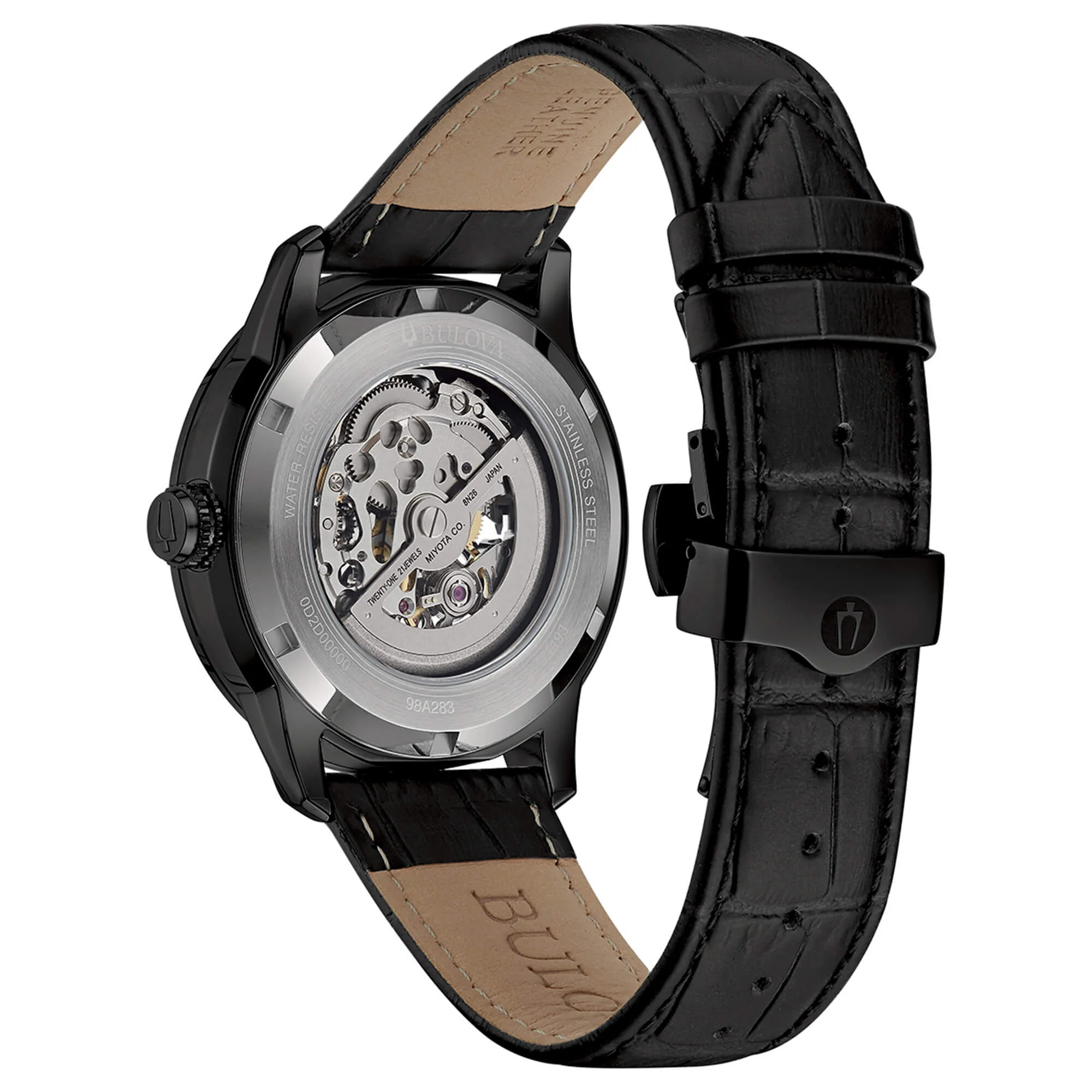 98A283 Reloj Bulova Sutton Skeleton de hombre correa de cuero - Image 3