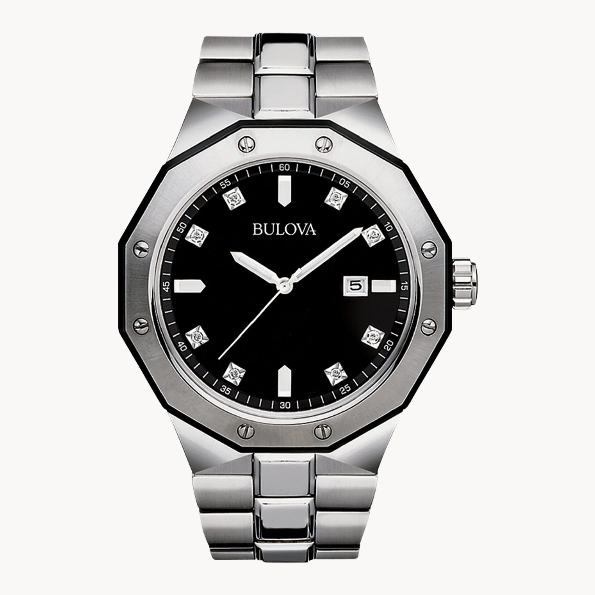 98D103 Reloj Bulova Diamond de hombre correa de metal