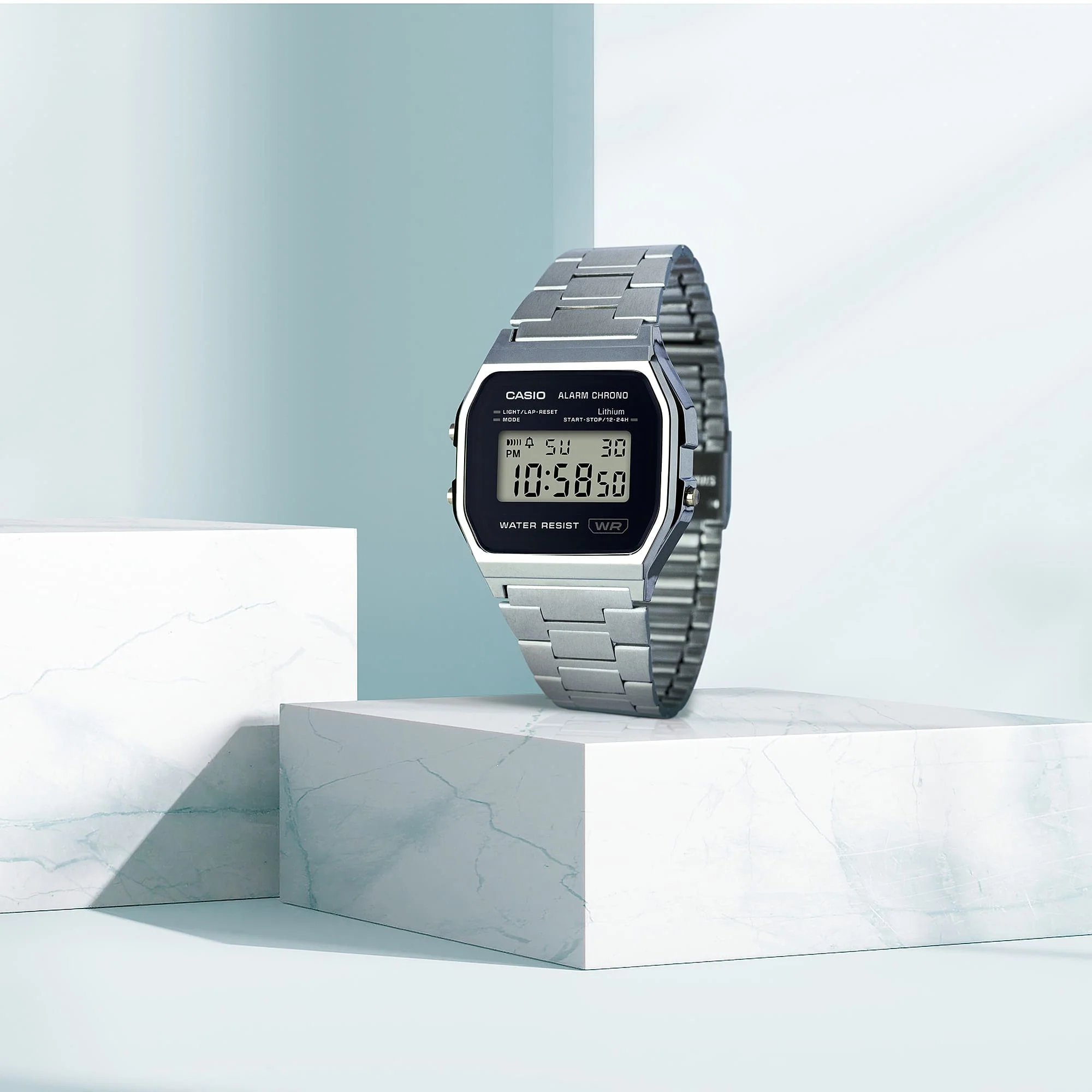 A158WEA-1 Reloj Casio Digital unisex correa de metal - Image 6