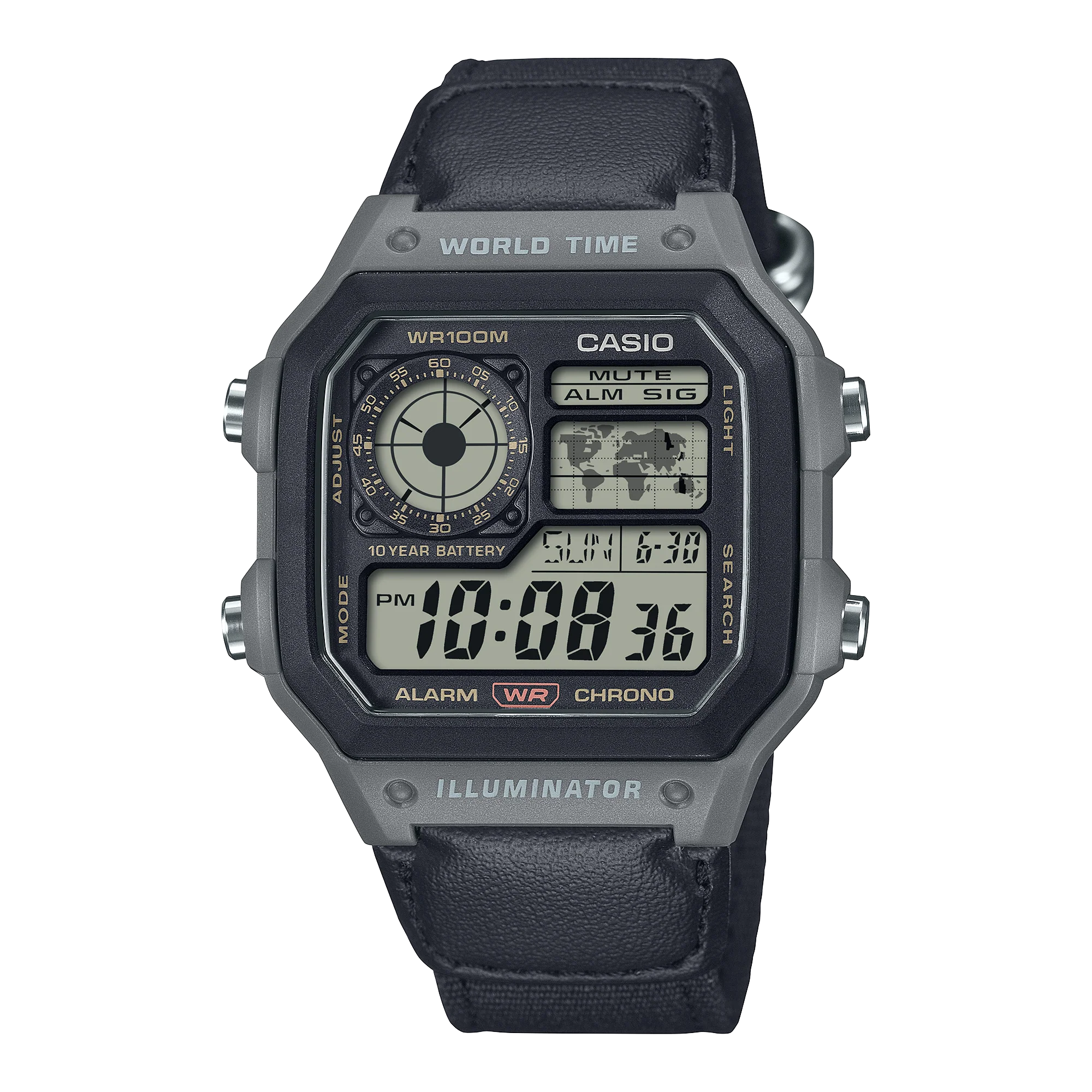 AE-1200WHUB-8AVCF Reloj Casio de hombre correa de cuero digital 41 mm 10 años de bateria