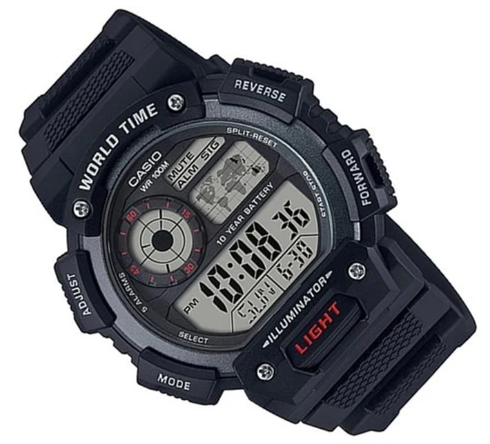 AE-1400WH-1AV Reloj Casio para Caballero, Illuminator Hora Mundial 10 Años de Batería - Image 3