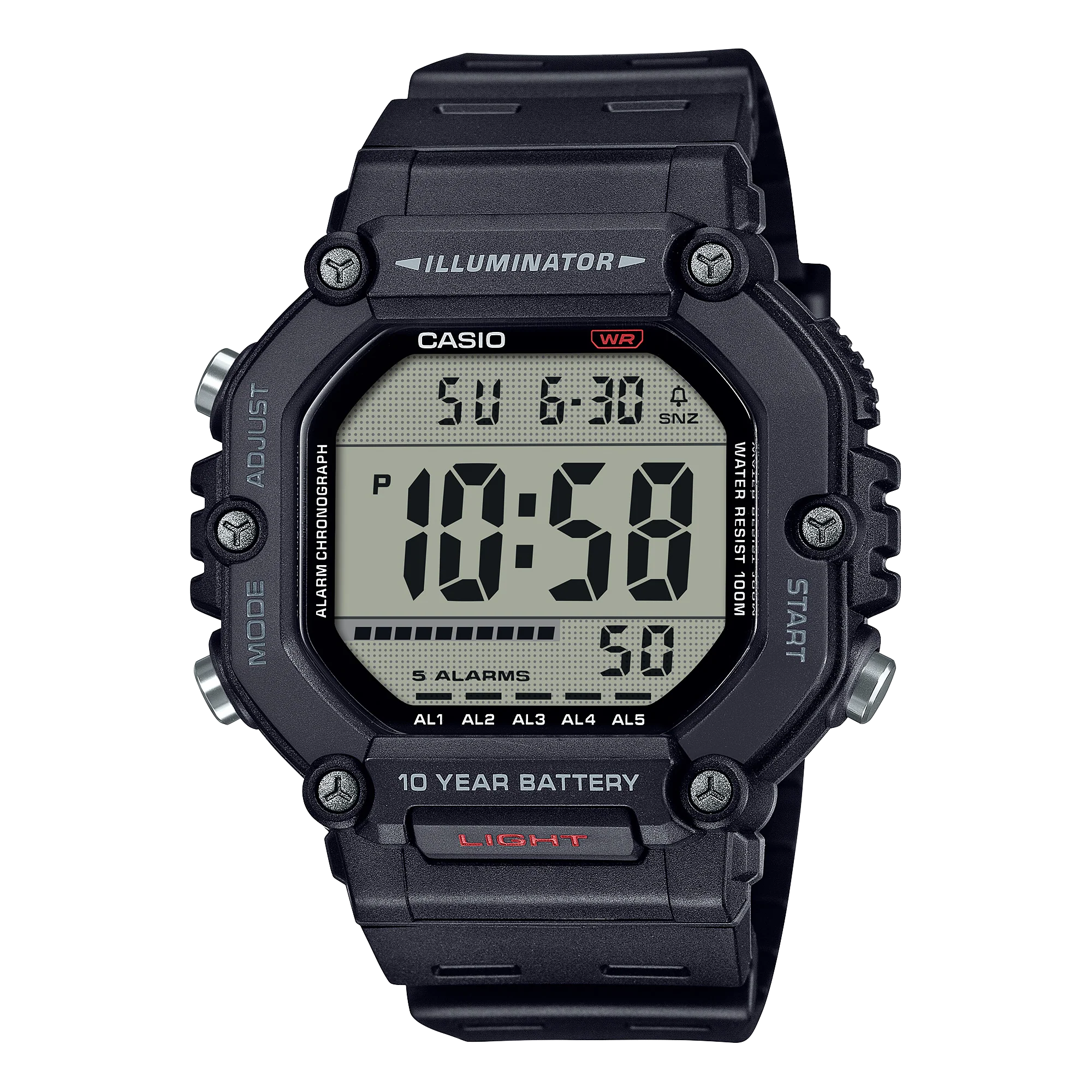 AE-1600H-1AV Casio Reloj unisex pulsera de caucho 10 años de batería