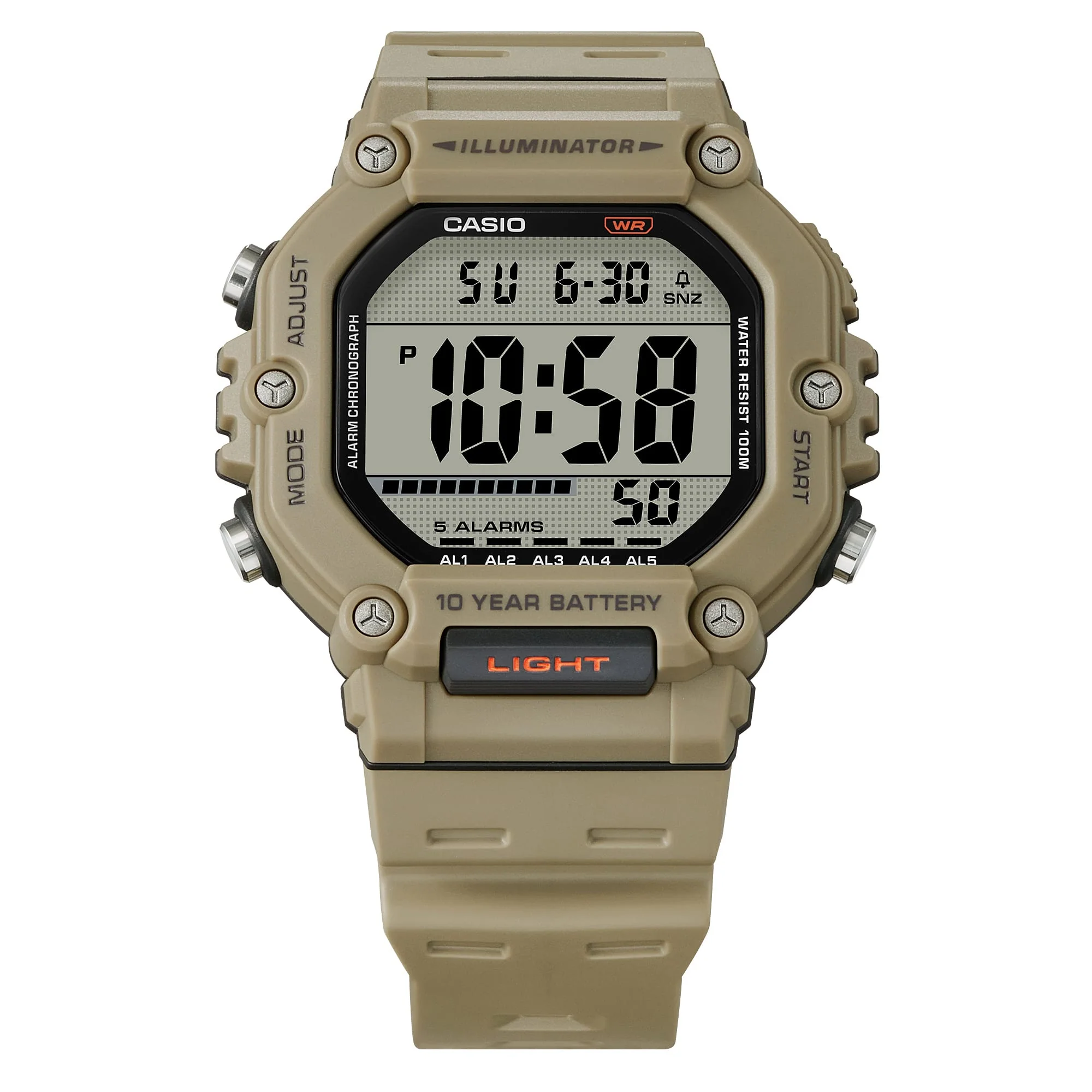 AE-1600H-5AV Casio Reloj unisex pulsera de caucho 10 años de batería - Image 2