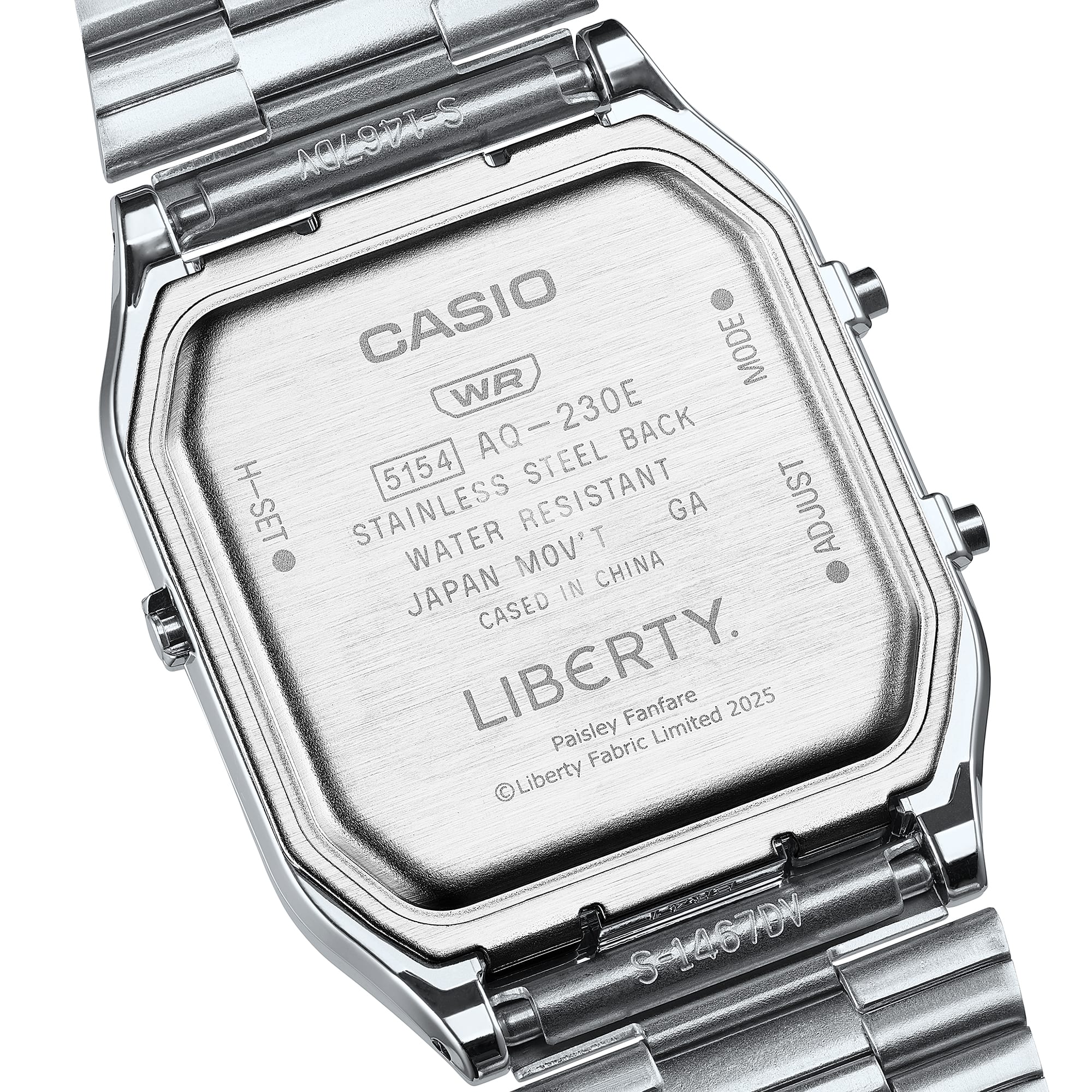 AQ-230ELT-7A Reloj Casio x Liberty unisex correa de metal doble hora - Image 8