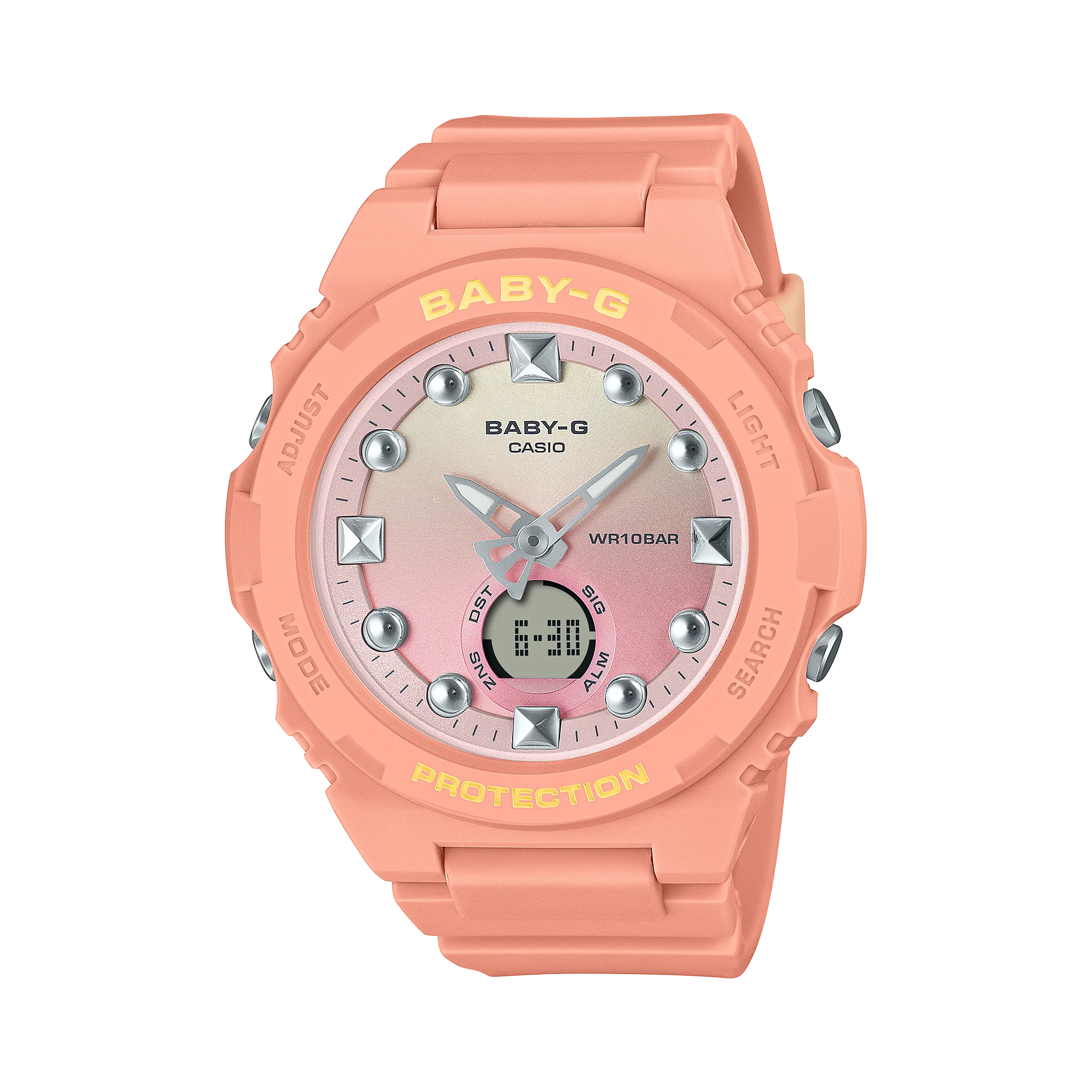 BGA-320-4A1 Baby-G reloj para señorita pulsera de caucho doble hora