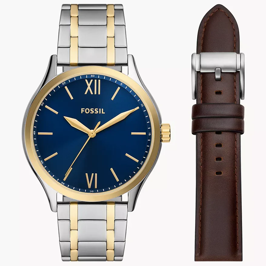 BQ2786SET Reloj Fenmore de caballero pulsera de metal más pulsera de cuero 44mm