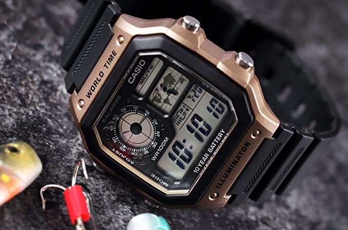 AE-1200WH-5AV Reloj Casio para Hombre, Illuminator Hora Mundial 10 Años de Batería - Image 2