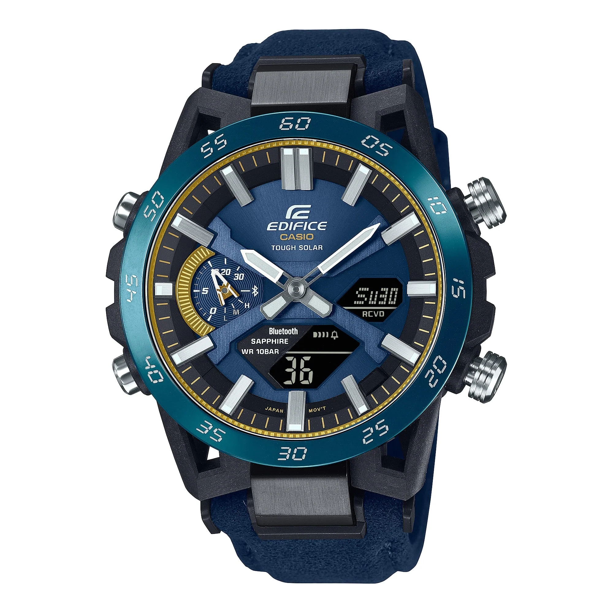 ECB-2000SS-2A Edifice Reloj para Caballero Pulsera de Alcantara Edición 50 años Sospensione cristal zafiro