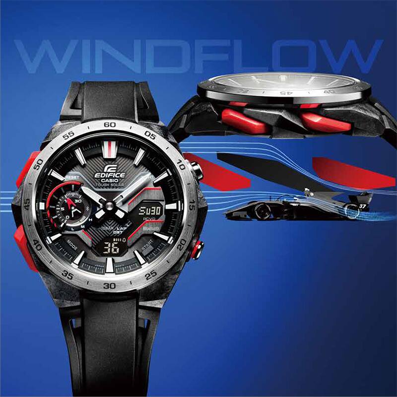 ECB-2200P-1A Edifice Windflow Tough Solar Reloj para Hombre cristal zafiro - Image 2