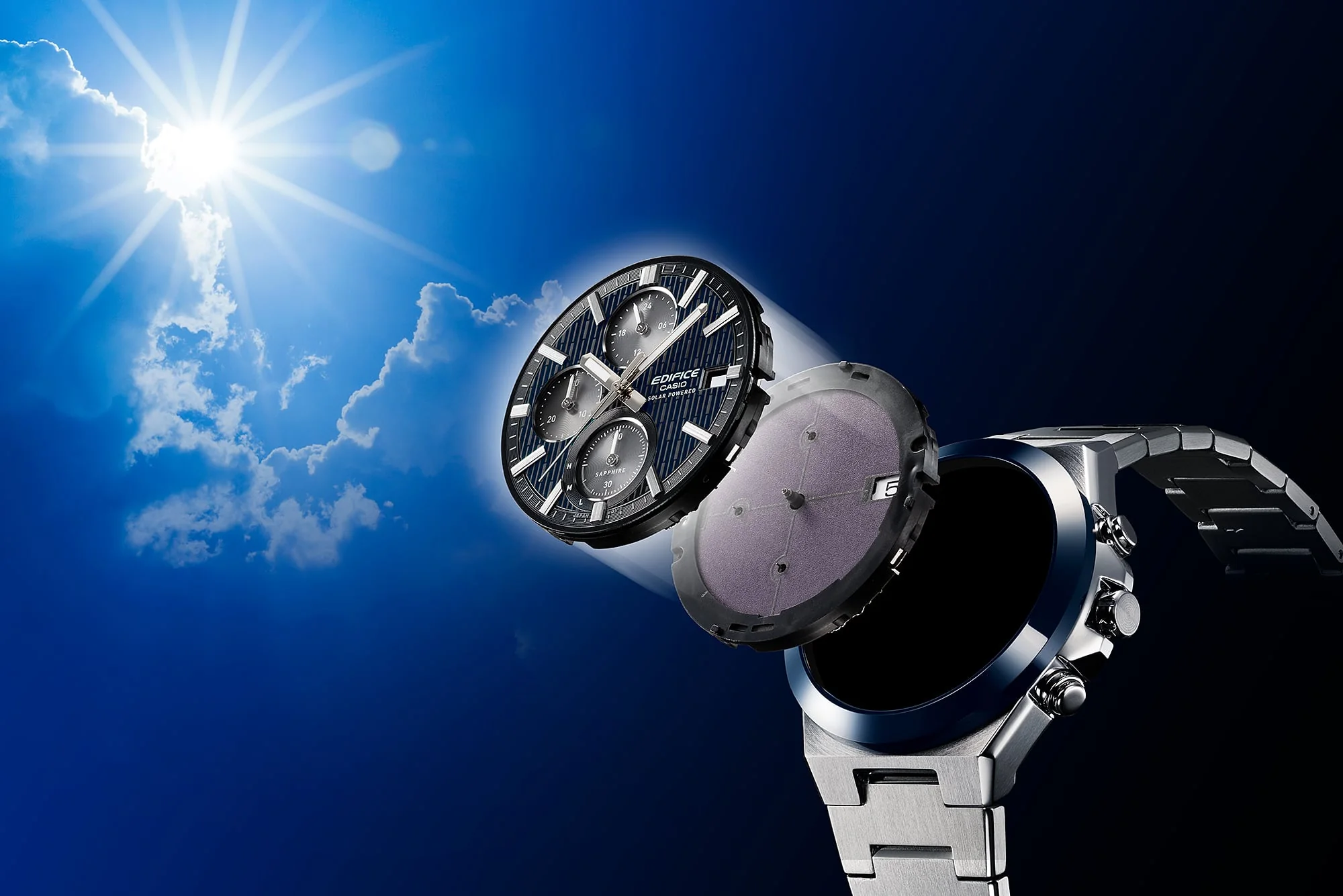 EFS-S650DC-1A Reloj Edifice de caballero correa de acero inoxidable cristal zafiro - Image 3