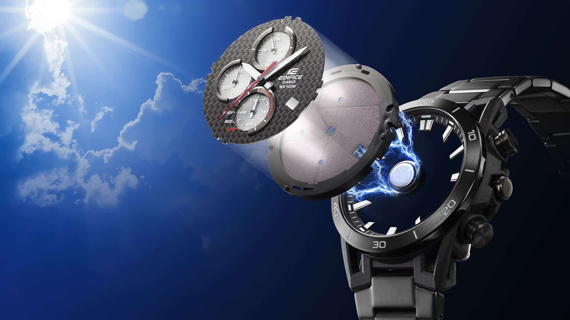 EQS-960PB-1AV Edifice Sospensione Reloj para Hombre Pulsera de Resina - Image 4
