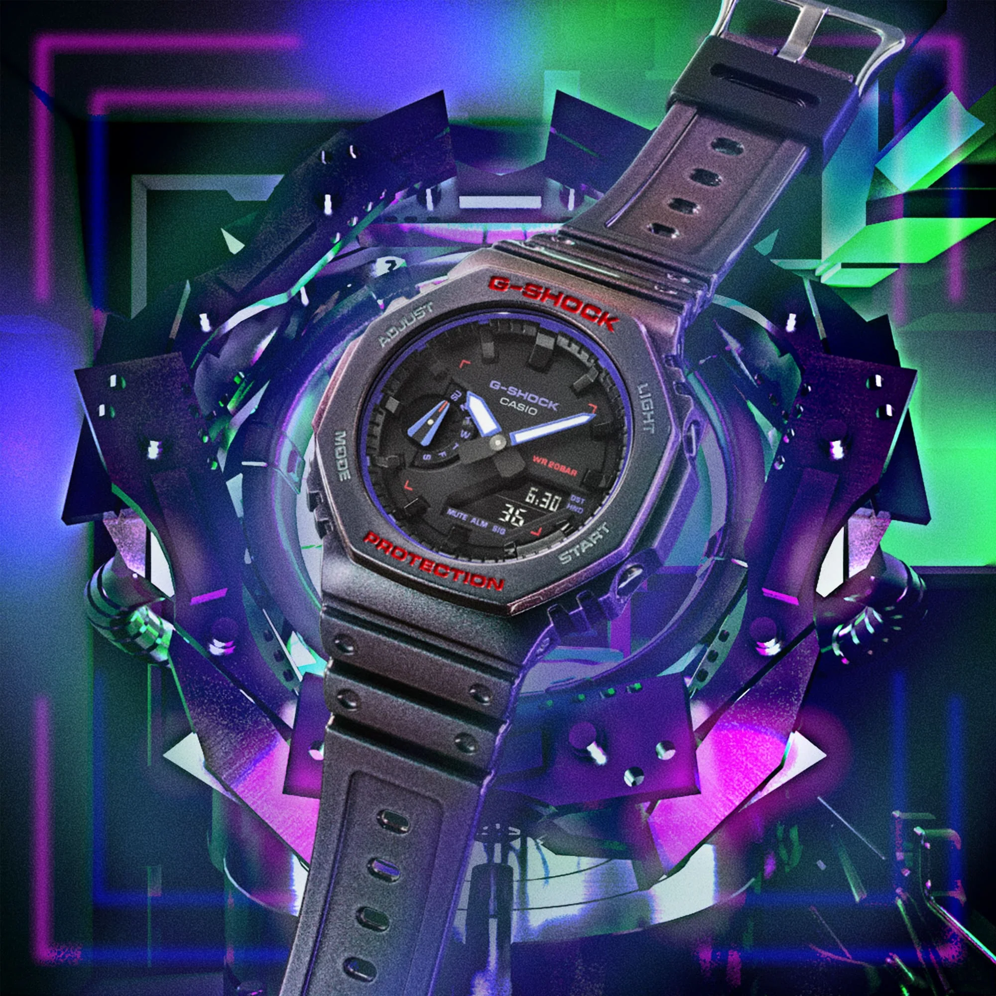 GA-2100AH-6A Reloj G-Shock de hombre pulsera de silicona - Image 2