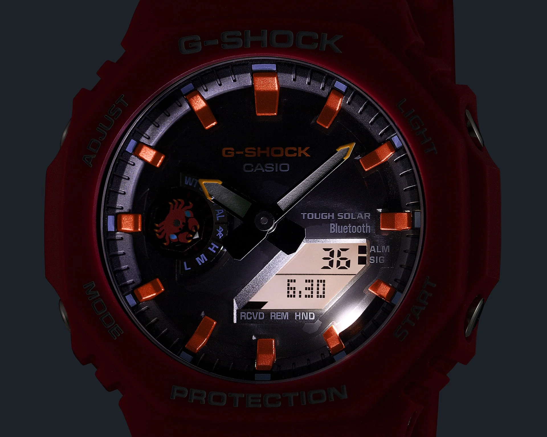 GA-B2100DF-4A Reloj G-Shock Charles Darwin de hombre correa de silicona doble hora - Image 4