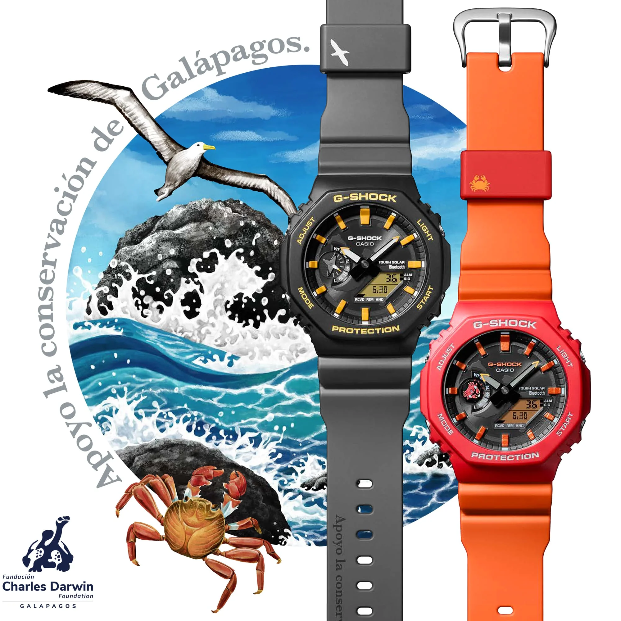GA-B2100DF-4A Reloj G-Shock Charles Darwin de hombre correa de silicona doble hora - Image 8