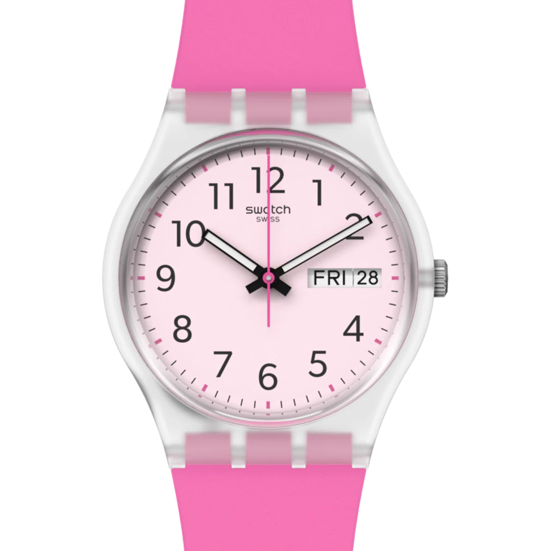 GE724 Reloj Swatch Rinse Repeat Pink de dama correa de silicona - Image 5