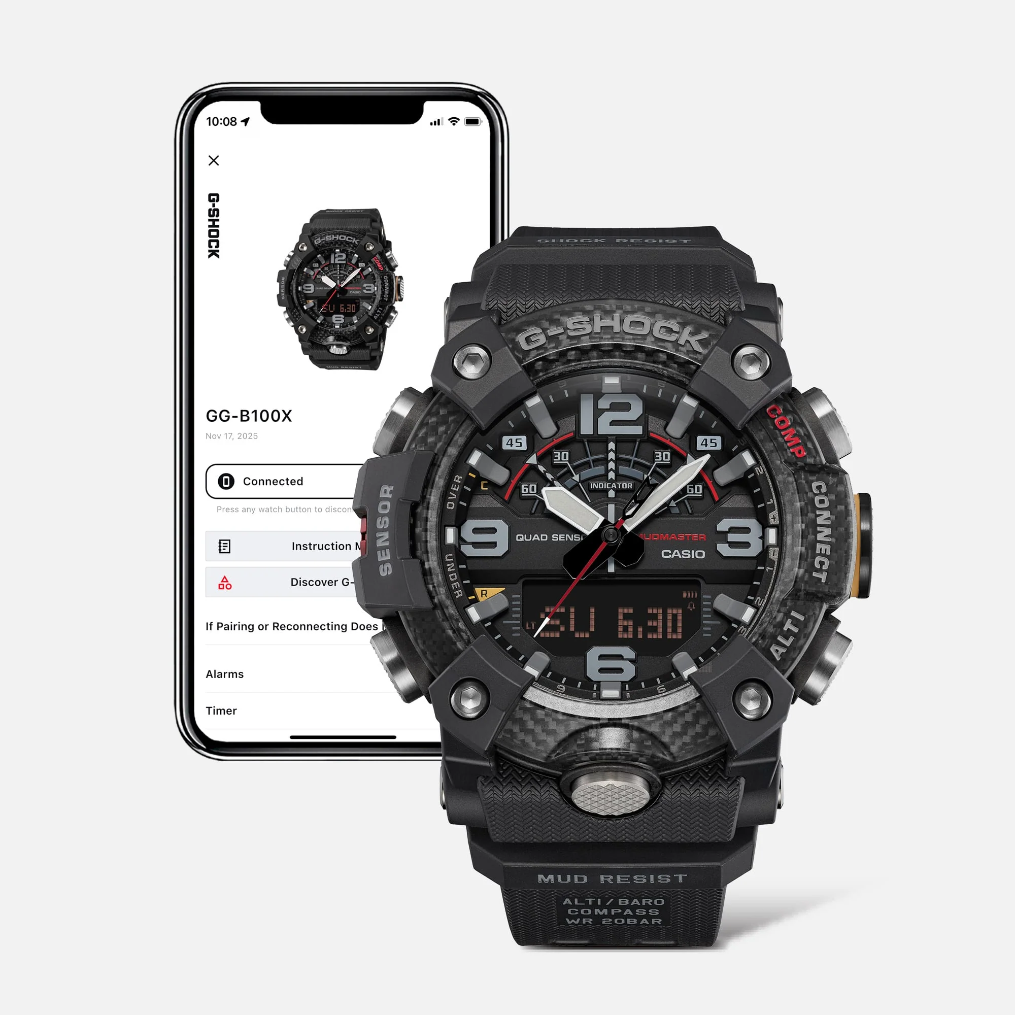 GG-B100X-1A Reloj G-Shock mudmaster Master of G de hombre correa de resina bluetooth - Image 7