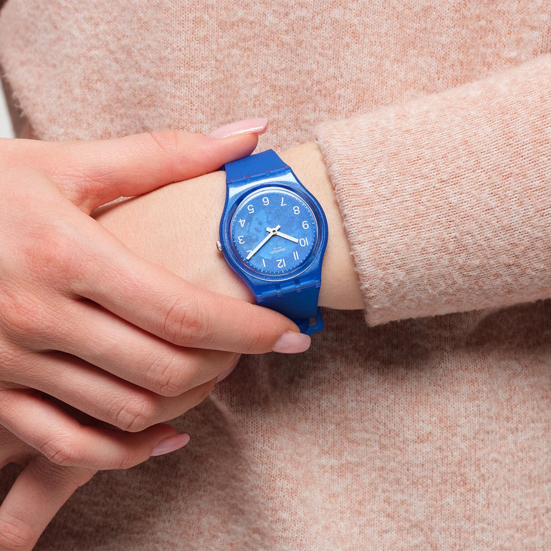 GL124 Reloj Swatch Blurry Blue de dama pulsera de caucho - Image 6