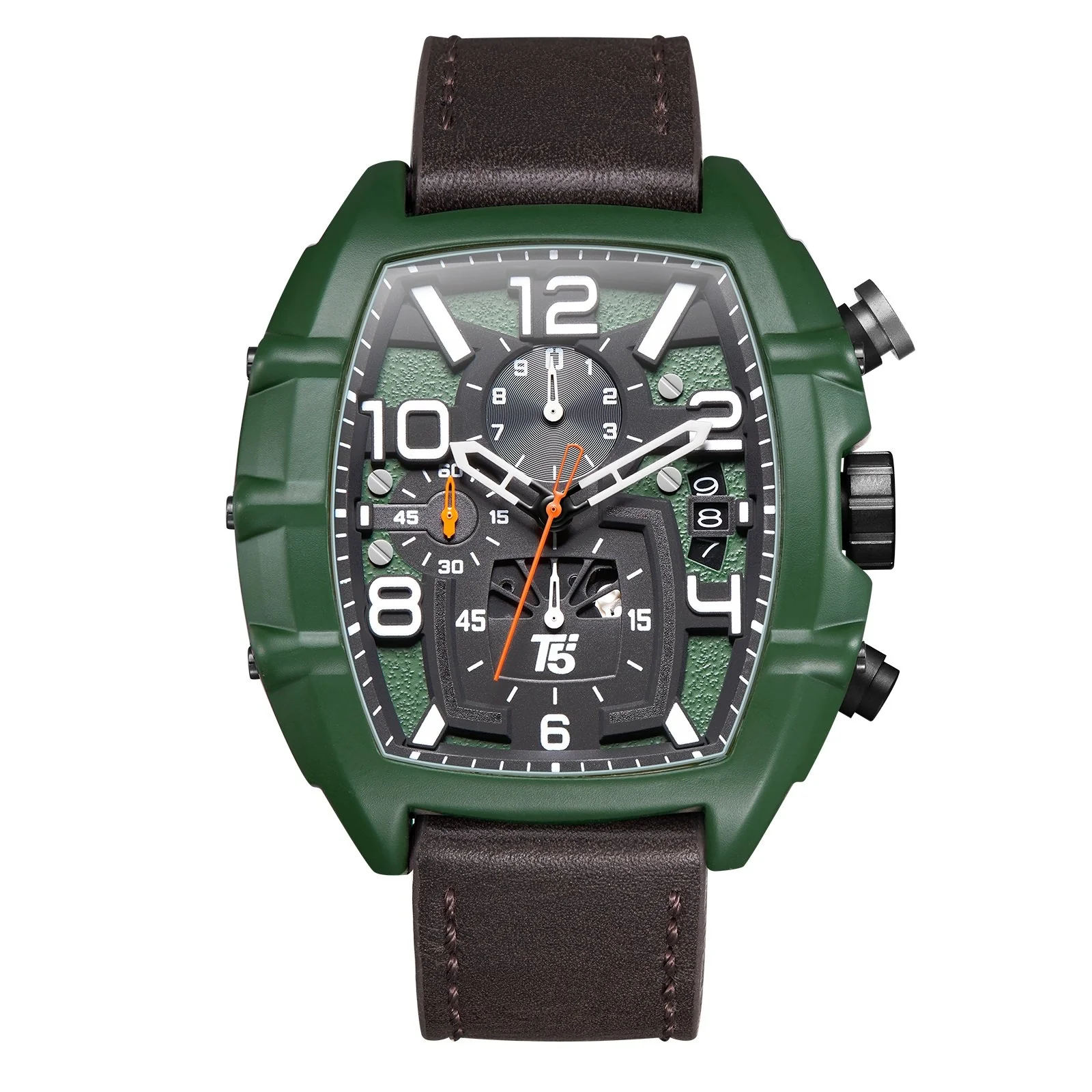 H3953G Reloj T5 para caballero pulsera de cuero - Image 3