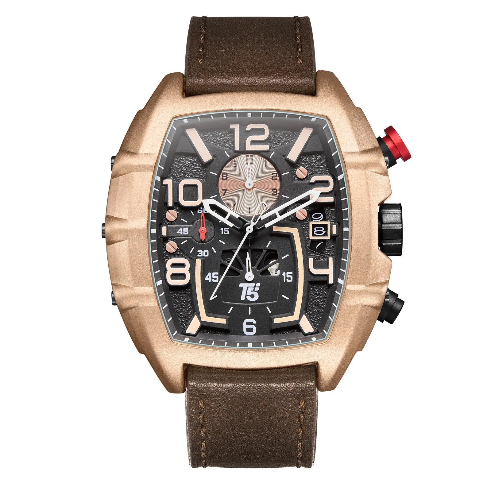 H3953G Reloj T5 para caballero pulsera de cuero - Image 5