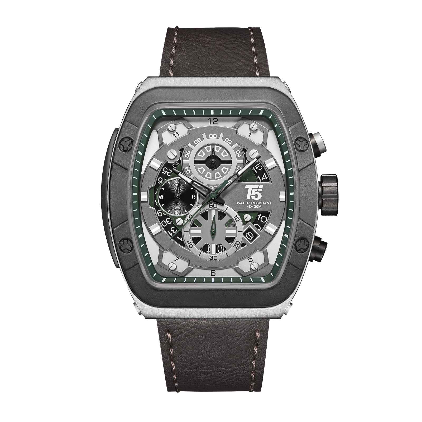 H4016G Reloj T5 para hombre correa de cuero - Image 6