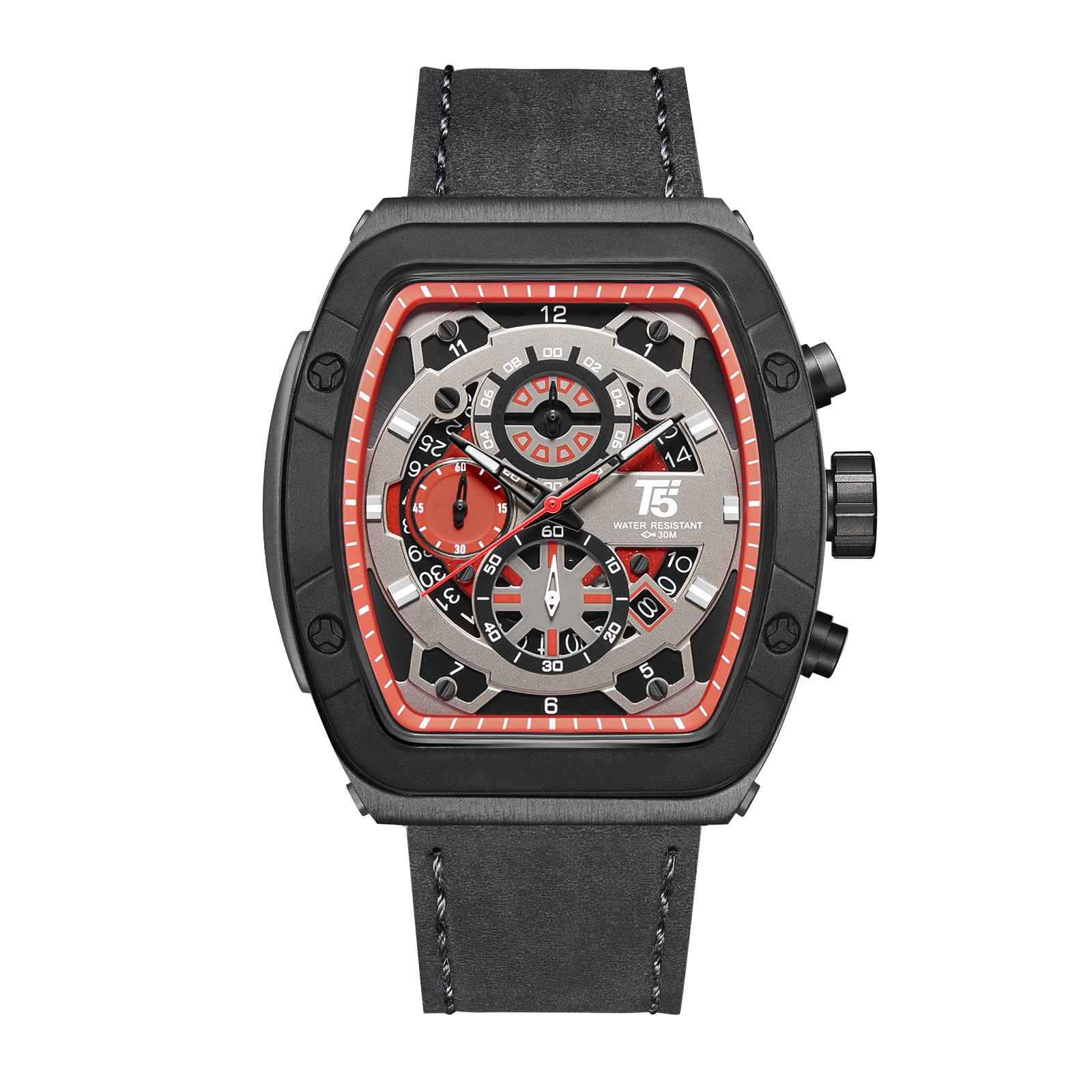 H4016G Reloj T5 para hombre correa de cuero - Image 8