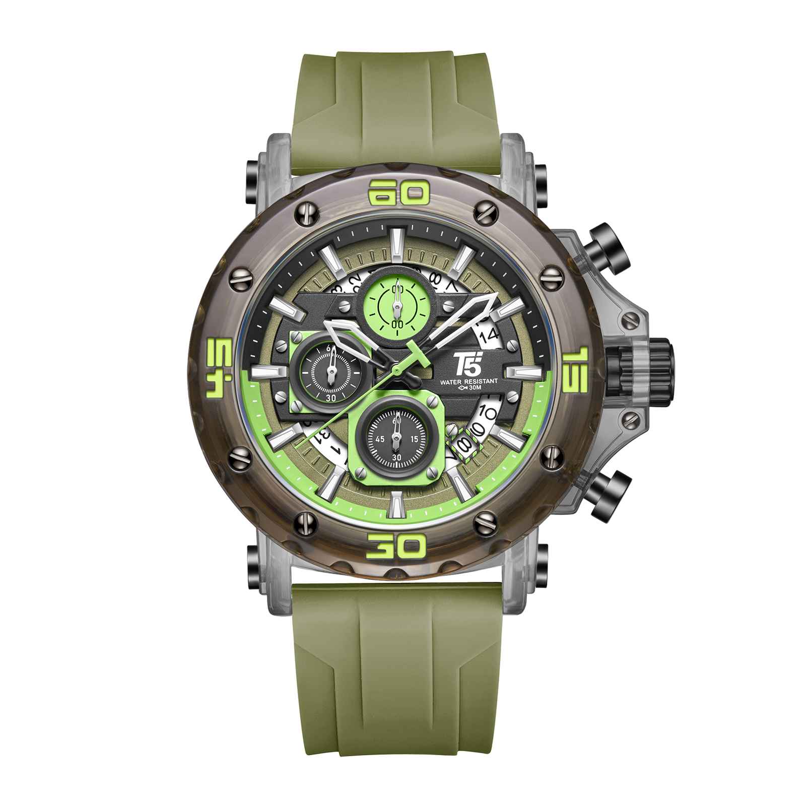 H4043G Reloj T5 para hombre pulsera de goma - Image 6