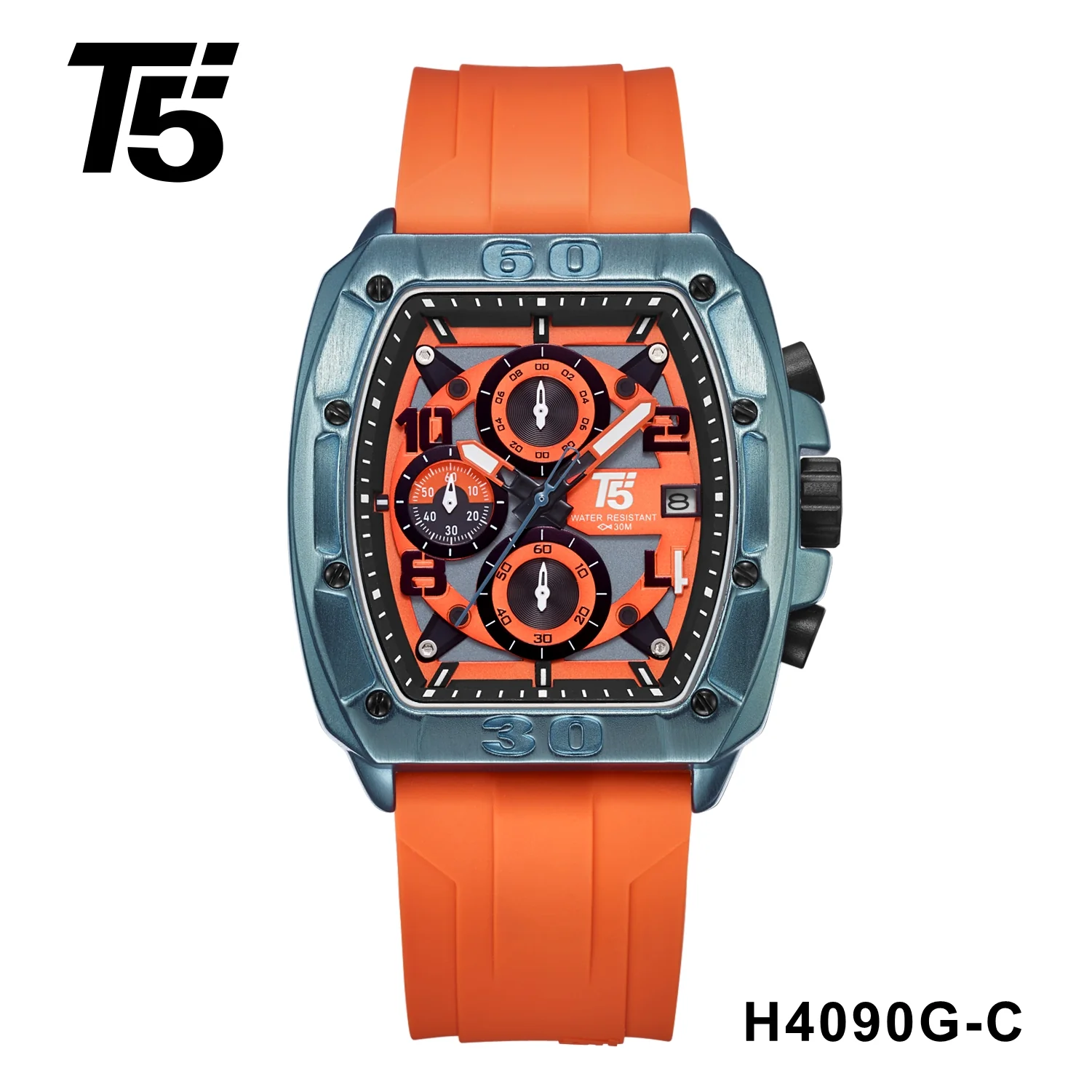H4090G Reloj t5 para hombre pulsera de caucho - Image 3