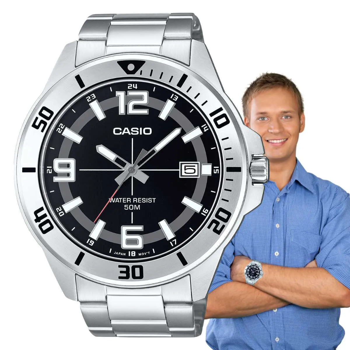 MTC-100D-1BV Casio reloj para caballero pulsera de metal - Image 2